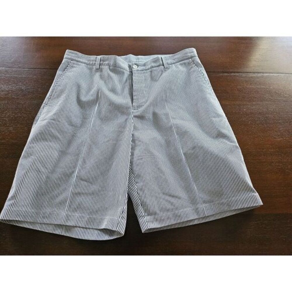 Dunning Shorts Men's Size 38 Blue White Striped Seersucker‎ Golf Performance